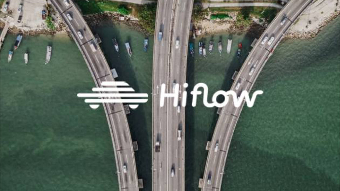 Hiflow — a road viaduct seen from above, with the company's logo