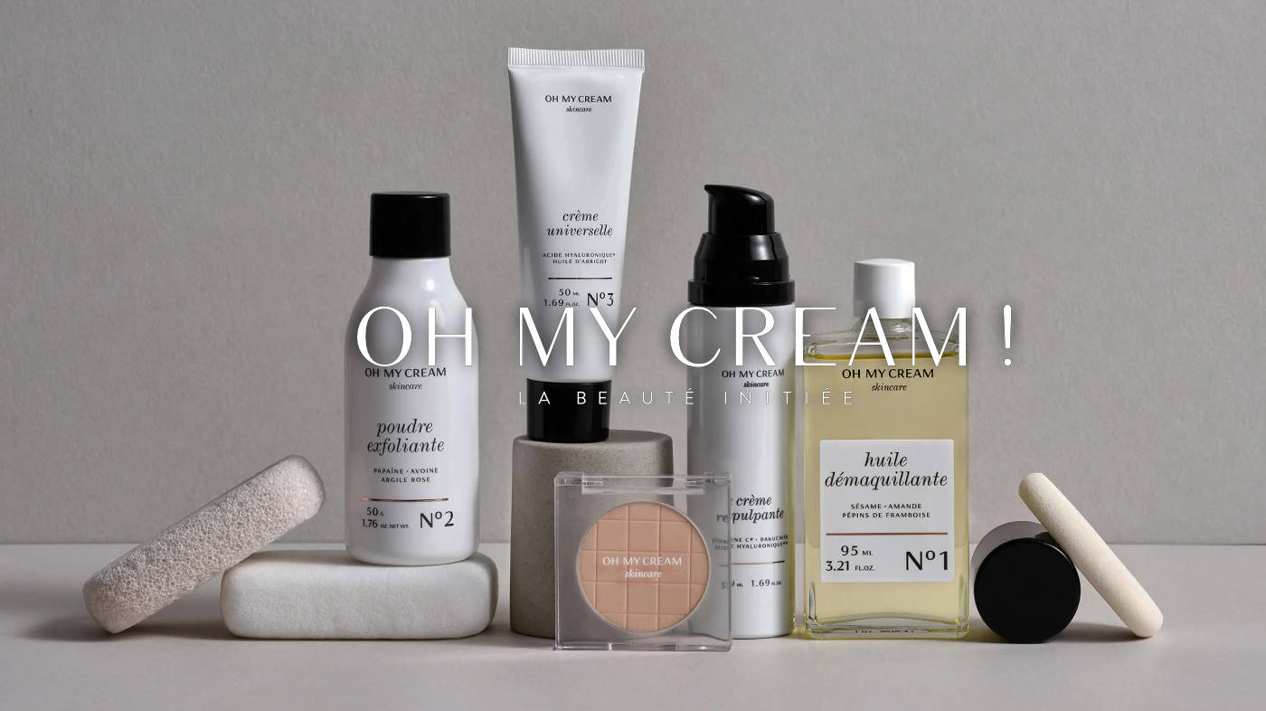 Oh My Cream ! — a range of skincare products on a light background, with the retailer's logo