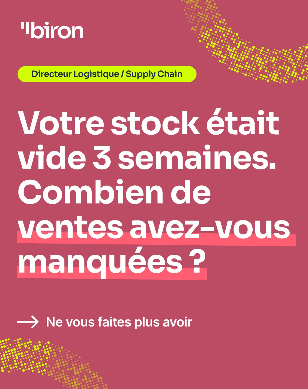 Directeur logistique / supply chain : votre stock était vide trois semaines. Combien de ventes avez-vous manquées ? Ne vous faites plus avoir.